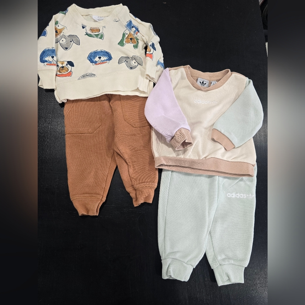 Adidas Kids' Cozy Sweatpants Set - Cream and Tan